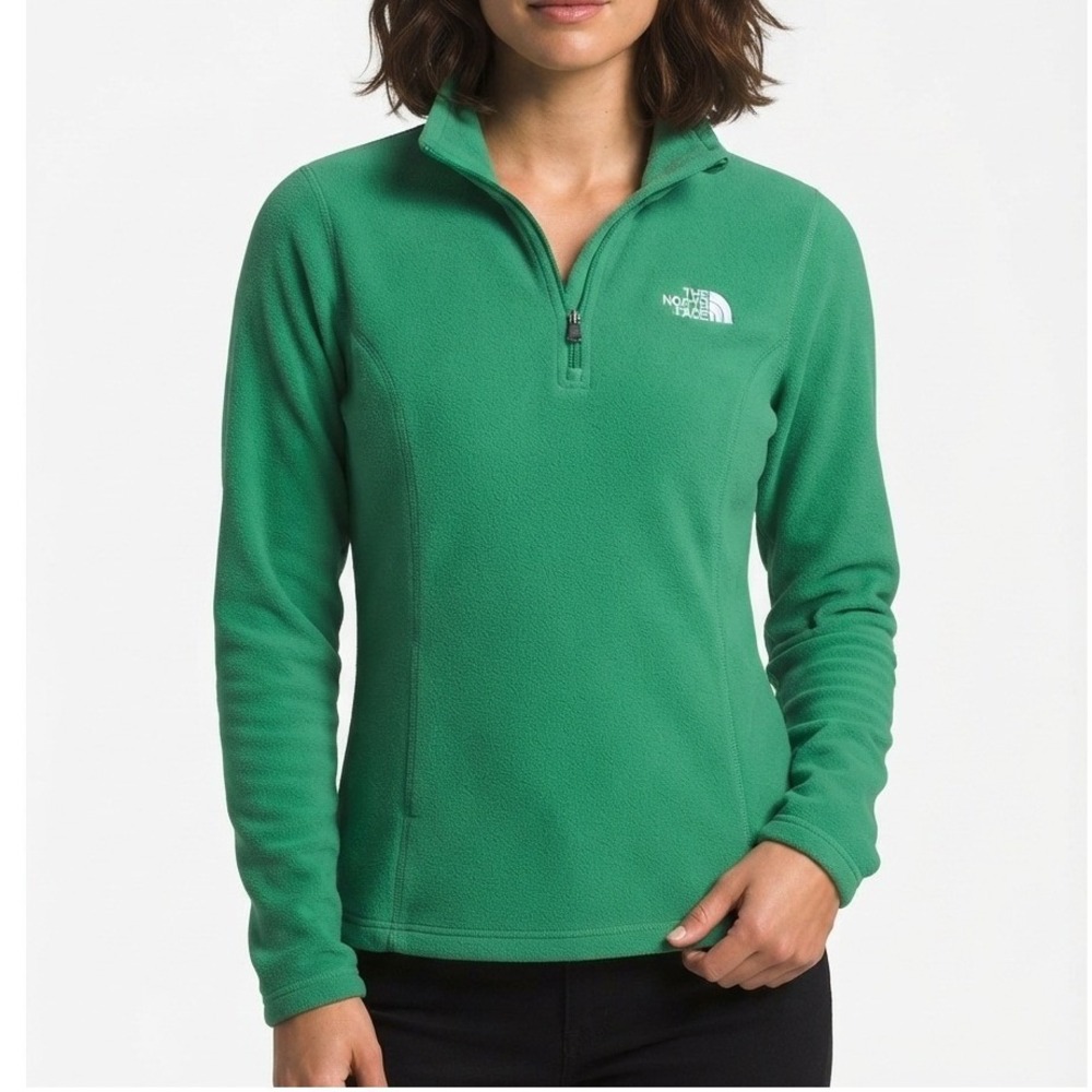 The North Face Quarter Zip Fleece Pullover Sweater Green Extra Small